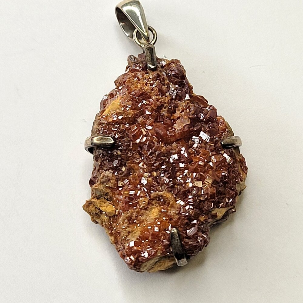 Vanadinite Crystal Pendant Sterling Silver 925 Statement Gemstone Pendant